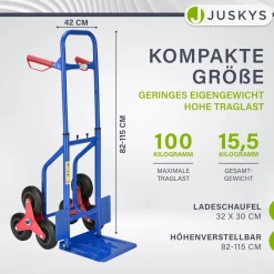 Treppensackkarre klappbar Treppensteiger mit Hartgummireifen & Stahlrahmen Sackkarre ^ Juskys Best