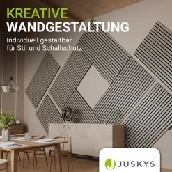 Juskys Wandpaneele Akustik 4er Set 2,88 qm - Holzoptik & reduziert Hall und Lärm - Eiche Natur Hell Hot