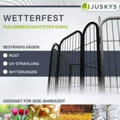 Juskys Welpenauslauf Plus 160x160x80 cm, 8-teilig aus Metall mit Tür für Hunde, Hasen & Kleintiere Best