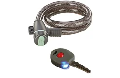 Kabelschloss, inkl. 2 Schlüssel (1x mit LED), inkl. Rahmenhalterung, Staubschutzkappe, Länge: 65 cm ^ Prophete Best