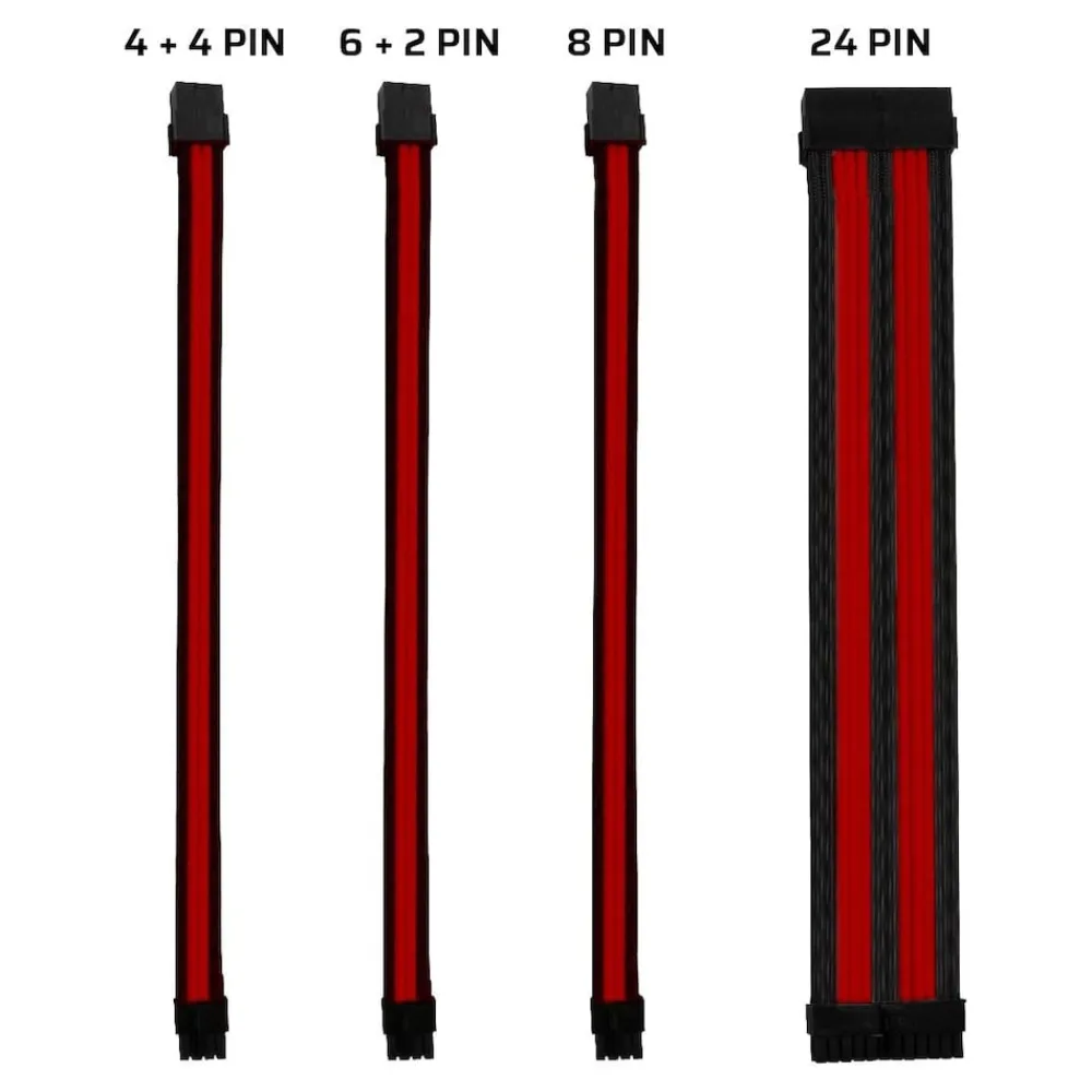 Kabel-Sleeve-Set - Schwarz/Rot - ^ ONE GAMING New