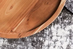 Beistelltisch-Set INDI: 2er Set, runde Tischplatten, Metallgestell, Massivholz, naturbelassen ^ KADIMA DESIGN