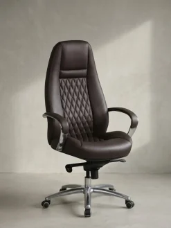 Chefsessel MADRID Echtleder, ergonomisch, Aluminium-Fußkreuz, bis 120 kg, 8 Stunden Sitzdauer ^ KADIMA DESIGN New