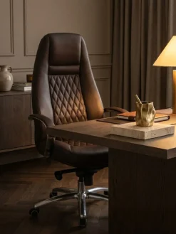 Chefsessel MADRID Echtleder, ergonomisch, Aluminium-Fußkreuz, bis 120 kg, 8 Stunden Sitzdauer ^ KADIMA DESIGN New