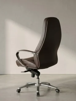 Chefsessel MADRID Echtleder, ergonomisch, Aluminium-Fußkreuz, bis 120 kg, 8 Stunden Sitzdauer ^ KADIMA DESIGN New