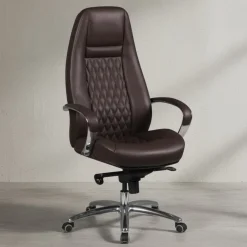 Chefsessel MADRID Echtleder, ergonomisch, Aluminium-Fußkreuz, bis 120 kg, 8 Stunden Sitzdauer ^ KADIMA DESIGN New