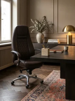 Chefsessel MADRID Echtleder, ergonomisch, Aluminium-Fußkreuz, bis 120 kg, 8 Stunden Sitzdauer ^ KADIMA DESIGN New