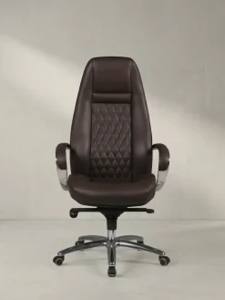Chefsessel MADRID Echtleder, ergonomisch, Aluminium-Fußkreuz, bis 120 kg, 8 Stunden Sitzdauer ^ KADIMA DESIGN New