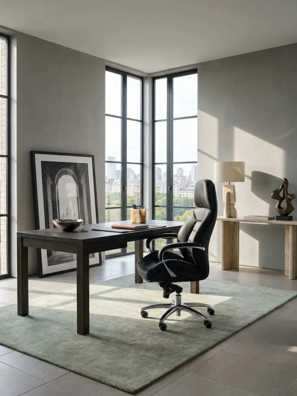 KADIMA DESIGN Chefsessel MIRON aus Leder, Multiblockwippmechanik, bis 120 kg, in 3 Farben verfügbar Schwarz Sale