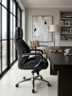 KADIMA DESIGN Chefsessel MIRON aus Leder, Multiblockwippmechanik, bis 120 kg, in 3 Farben verfügbar Schwarz Sale