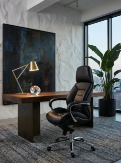 KADIMA DESIGN Chefsessel MIRON aus Leder, Multiblockwippmechanik, bis 120 kg, in 3 Farben verfügbar Schwarz Sale