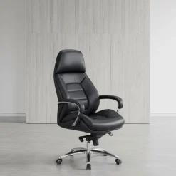 KADIMA DESIGN Chefsessel MIRON aus Leder, Multiblockwippmechanik, bis 120 kg, in 3 Farben verfügbar Schwarz Sale