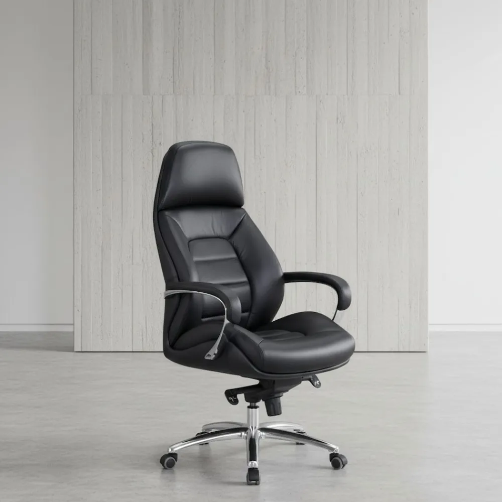 KADIMA DESIGN Chefsessel MIRON aus Leder, Multiblockwippmechanik, bis 120 kg, in 3 Farben verfügbar Schwarz Sale