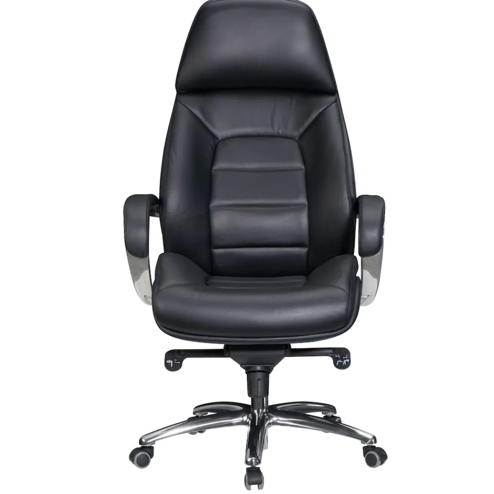 KADIMA DESIGN Chefsessel MIRON aus Leder, Multiblockwippmechanik, bis 120 kg, in 3 Farben verfügbar Schwarz Sale