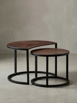 Couchtische ESINO Set: Industrial-Stil, Holz und Metall, handgefertigt, Anti-Rutsch-Noppen, 15 kg/10 kg Belastung ^ KADIMA DESIGN Online