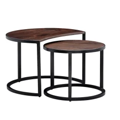 Couchtische ESINO Set: Industrial-Stil, Holz und Metall, handgefertigt, Anti-Rutsch-Noppen, 15 kg/10 kg Belastung ^ KADIMA DESIGN Online
