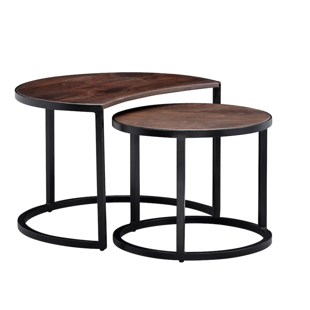Couchtische ESINO Set: Industrial-Stil, Holz und Metall, handgefertigt, Anti-Rutsch-Noppen, 15 kg/10 kg Belastung ^ KADIMA DESIGN Online