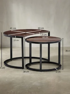 Couchtische ESINO Set: Industrial-Stil, Holz und Metall, handgefertigt, Anti-Rutsch-Noppen, 15 kg/10 kg Belastung ^ KADIMA DESIGN Online