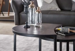 Couchtische ESINO Set: Industrial-Stil, Holz und Metall, handgefertigt, Anti-Rutsch-Noppen, 15 kg/10 kg Belastung ^ KADIMA DESIGN Online
