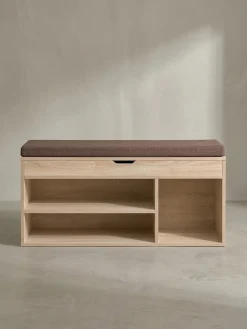 KADIMA DESIGN Garderobenbank mit Stauraum: Sitzkomfort, Funktionalität, Braun Stoffbezug, Viel Stauraum, Melaminharzbeschichtung Beige Online