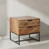 KADIMA DESIGN Industrial Nachtkonsole aus Sheesham-Holz und Eisen, 2 Schubladen, 50x40x51 cm Outlet