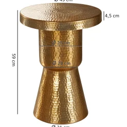KADIMA DESIGN Orientalischer Dekotisch ENNS: Aluminium, Hammerschlag-Strukturen, 43x59x43 cm Gold