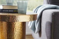 KADIMA DESIGN Orientalischer Dekotisch ENNS: Aluminium, Hammerschlag-Strukturen, 43x59x43 cm Gold