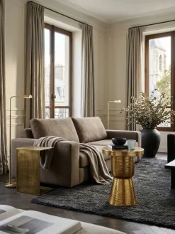 KADIMA DESIGN Orientalischer Dekotisch ENNS: Aluminium, Hammerschlag-Strukturen, 43x59x43 cm Gold