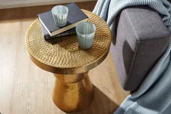 KADIMA DESIGN Orientalischer Dekotisch ENNS: Aluminium, Hammerschlag-Strukturen, 43x59x43 cm Gold