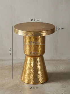 KADIMA DESIGN Orientalischer Dekotisch ENNS: Aluminium, Hammerschlag-Strukturen, 43x59x43 cm Gold