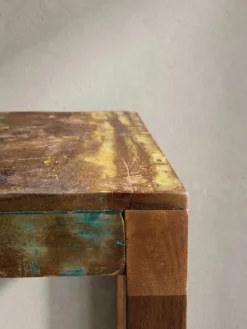 KADIMA DESIGN Rustikaler Couchtisch: Recyceltes Mango-Holz, Shabby-Chic-Design, robust, Klarlack-Beschichtung, große Tischplatte. Beige Clearance