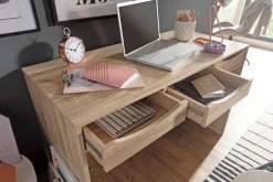 Schreibtisch Sonoma Eiche mit Schubladen - Praktische Blende, Stauraum, Stabile Seitenwände, Anti-Rutsch Pads, ^ KADIMA DESIGN Outlet
