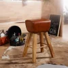 Sportlicher Turnbock-Barhocker, Ziegenleder und Mango Massivholz, 43x75x43 cm, dunkelbraun. ^ KADIMA DESIGN Sale