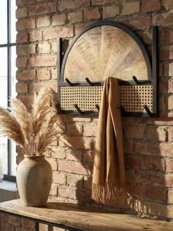 KADIMA DESIGN Wandgarderobe Mango Massivholz/Rattan/Metall, Exotisch, Funktional & Stilvoll Outlet