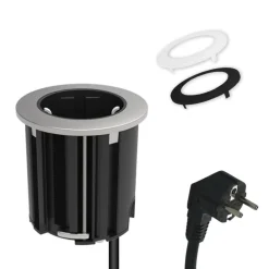 kalb | Einbausteckdose 230V Tischsteckdose 54mm rund für Montage in und an Möbeln / Platten, mit EU-Stecker, inkl. farbiger Blenden ^ kalb Material für Möbel New