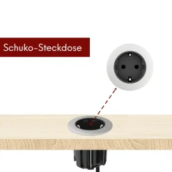 kalb | Einbausteckdose 230V Tischsteckdose 54mm rund für Montage in und an Möbeln / Platten, mit EU-Stecker, inkl. farbiger Blenden ^ kalb Material für Möbel New