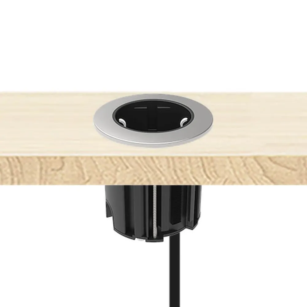 kalb | Einbausteckdose 230V Tischsteckdose 54mm rund für Montage in und an Möbeln / Platten, mit EU-Stecker, inkl. farbiger Blenden ^ kalb Material für Möbel New
