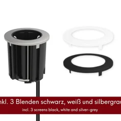 kalb | Einbausteckdose 230V Tischsteckdose 54mm rund für Montage in und an Möbeln / Platten, mit EU-Stecker, inkl. farbiger Blenden ^ kalb Material für Möbel New