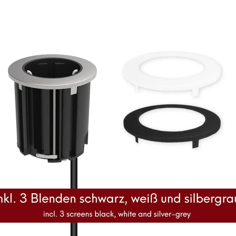 kalb | Einbausteckdose 230V Tischsteckdose 54mm rund für Montage in und an Möbeln / Platten, mit EU-Stecker, inkl. farbiger Blenden ^ kalb Material für Möbel New