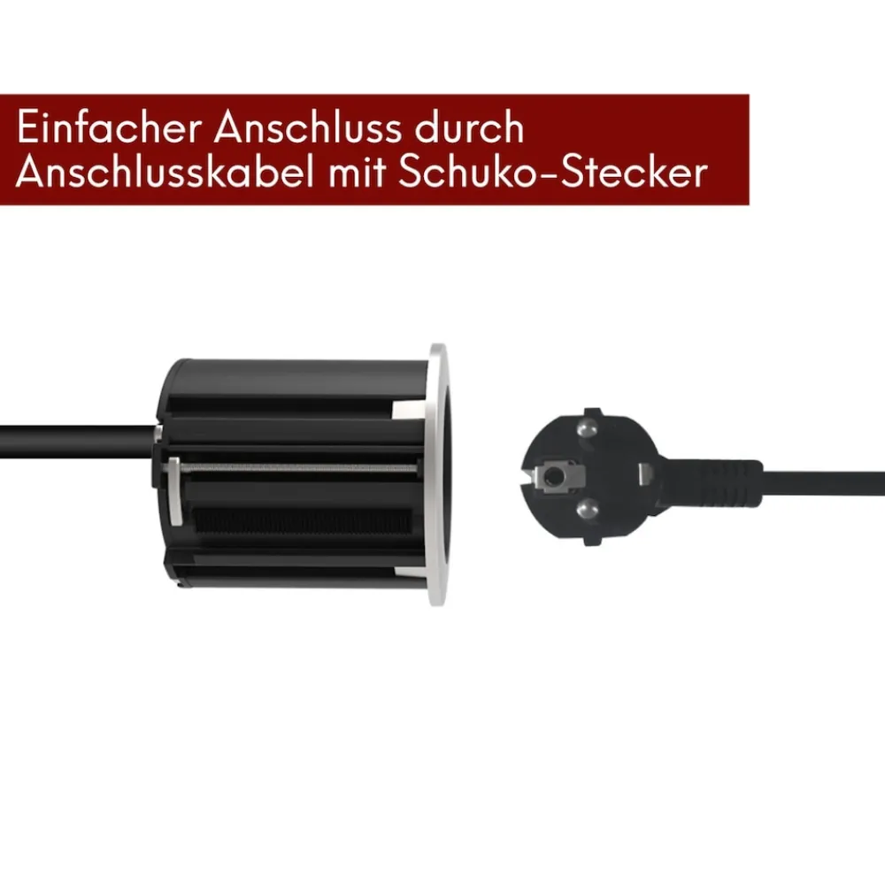 kalb | Einbausteckdose 230V Tischsteckdose 54mm rund für Montage in und an Möbeln / Platten, mit EU-Stecker, inkl. farbiger Blenden ^ kalb Material für Möbel New