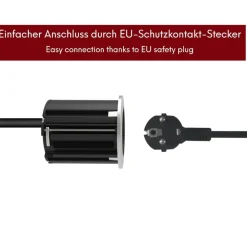 kalb | Einbausteckdose 230V Tischsteckdose 54mm rund für Montage in und an Möbeln / Platten, mit EU-Stecker, inkl. farbiger Blenden ^ kalb Material für Möbel New