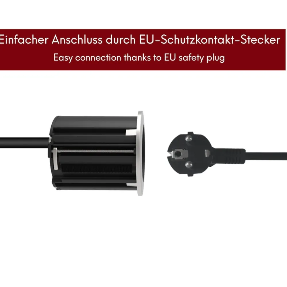kalb | Einbausteckdose 230V Tischsteckdose 54mm rund für Montage in und an Möbeln / Platten, mit EU-Stecker, inkl. farbiger Blenden ^ kalb Material für Möbel New
