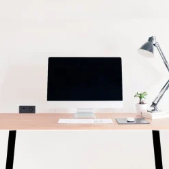 kalb | 2-fach Steckdosenleiste zur Montage, 1x 230V und 2x USB Steckdosen, 140x46x62.5 mm, Anschlusskabel mit Stecker, schwarz ^ kalb Material für Möbel Outlet