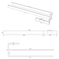 kalb Material für Möbel kalb | Handtuchhalter Jörn mit zwei Stangen für Waschtisch, schwarz, Aluminium, Länge: 400mm, Höhe: 25mm, Tiefe: 120mm Online