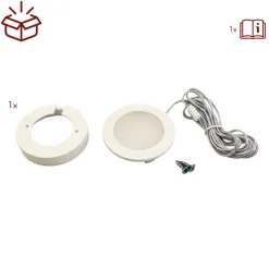 kalb | LED Einbauspot Unterbauspot Aluminium Weiß 12VDC 4 Watt Warmweiß 6,3cm Ø Einbaustrahler für Möbel inkl. Aufsatzring ^ kalb Material für Möbel Best