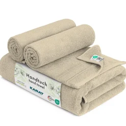 Karat homeliving Handtuch | Bay | Sanft, saugstark und vielseitig nutzbar | Beige Grau Best
