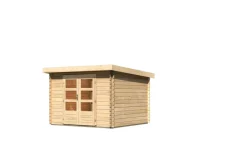 Karibu Holztechnik Karibu Blockbohlen Gartenhaus Rosé 5 naturbelassen Dachbegrünung Geräteschuppen Holzhaus