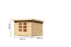 Karibu Holztechnik Karibu Blockbohlen Gartenhaus Rosé 5 naturbelassen Dachbegrünung Geräteschuppen Holzhaus