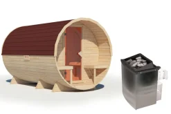 Fasssauna 3 - 38 mm Saunaofen eingebaute Steuerung 9 kW inkl. Dachschindeln ^ Karibu Online