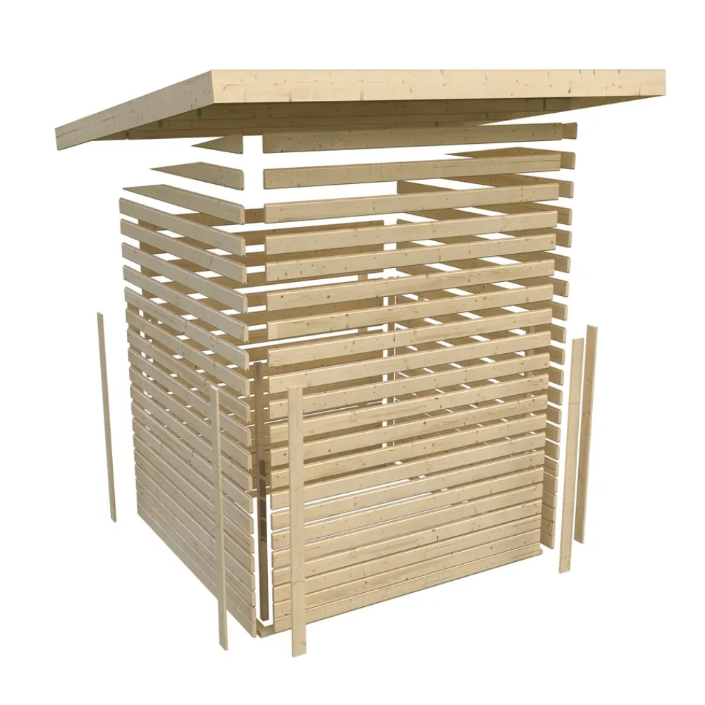 Gartenhaus "Calabar 4" SET terragrau mit Boden und Dachfolie ^ Karibu